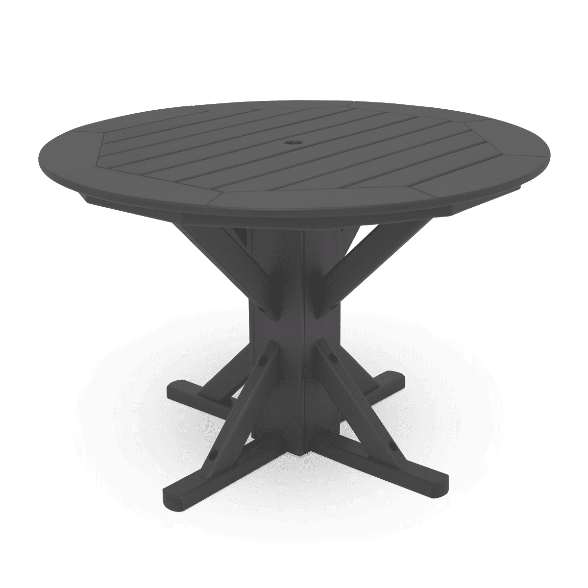 photo of a round framed dining table