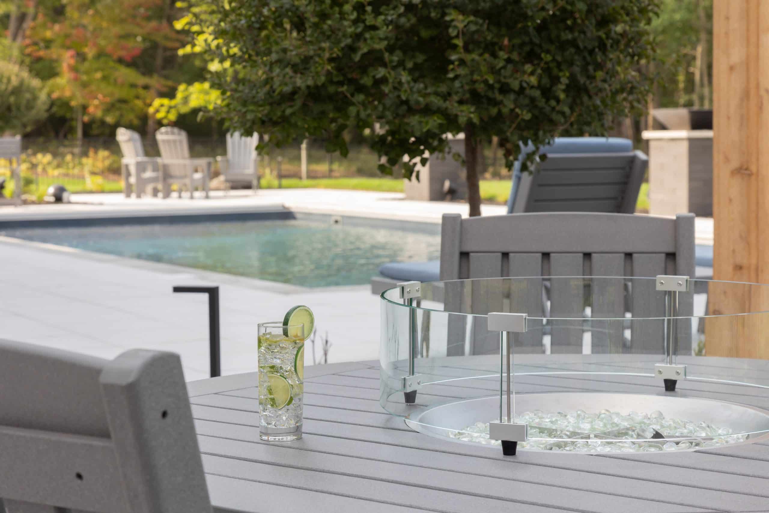 By the Yard fire table and Horizon chairs
