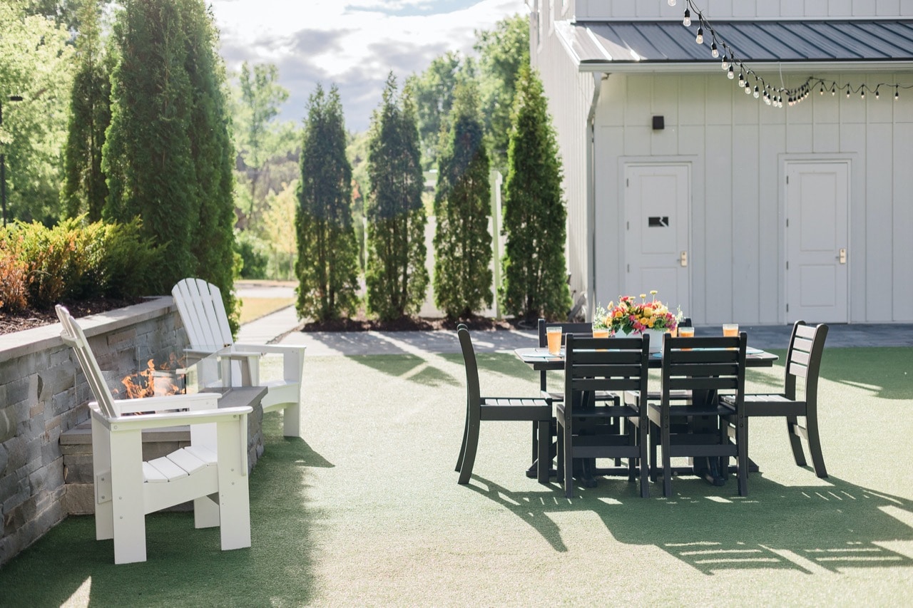 backyard patio with By the Yard HDPE furniture