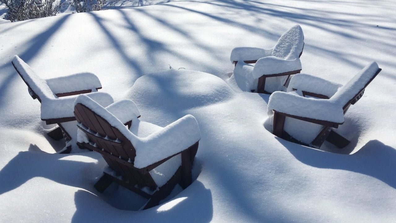 By the Yard HDPE furniture covered in snow