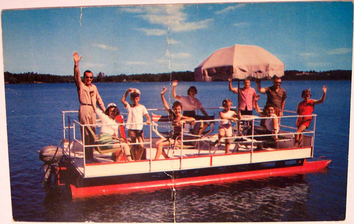 family on a pontoon