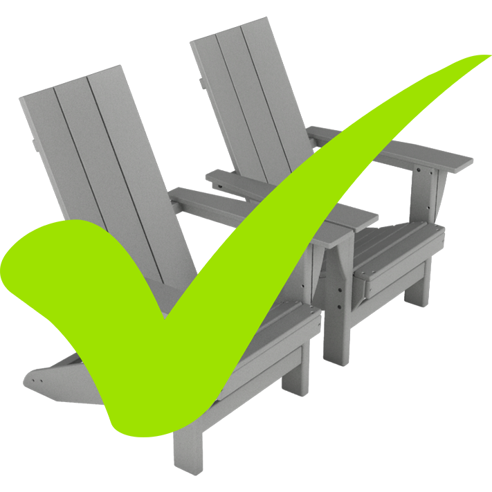 two Adirondack chairs checked off