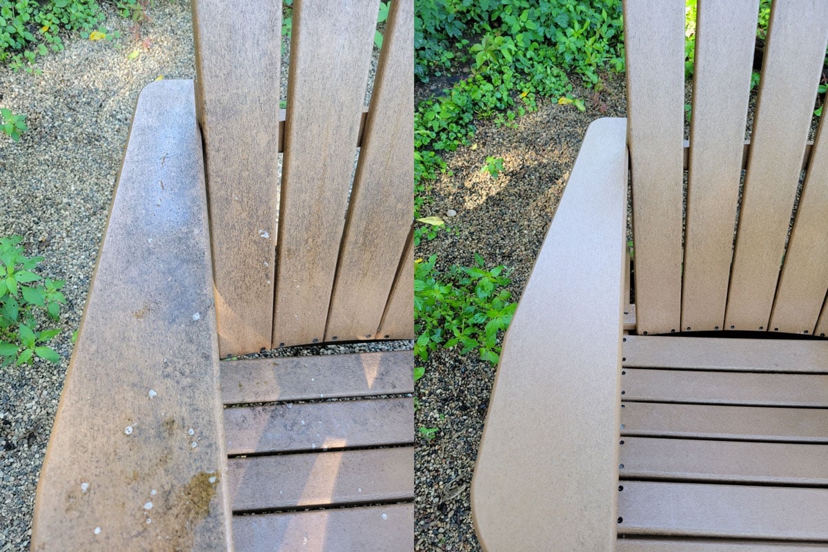 before and after cleaning a By the Yard outdoor chair
