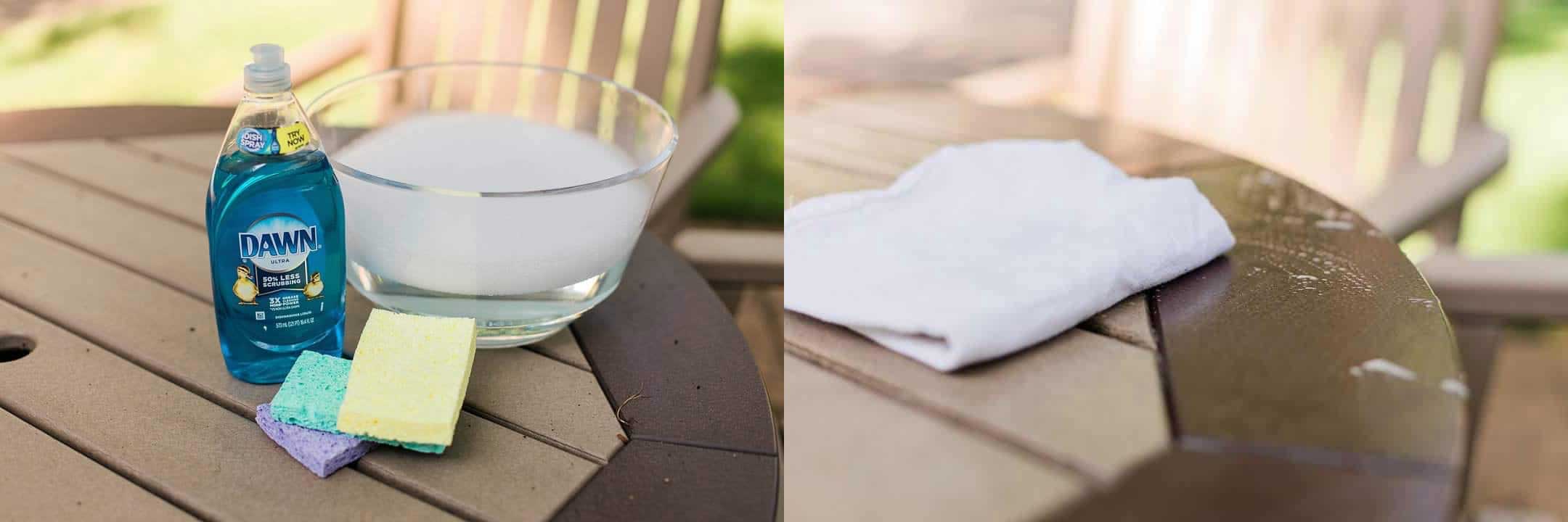 cleaning supplies on a By the Yard outdoor table